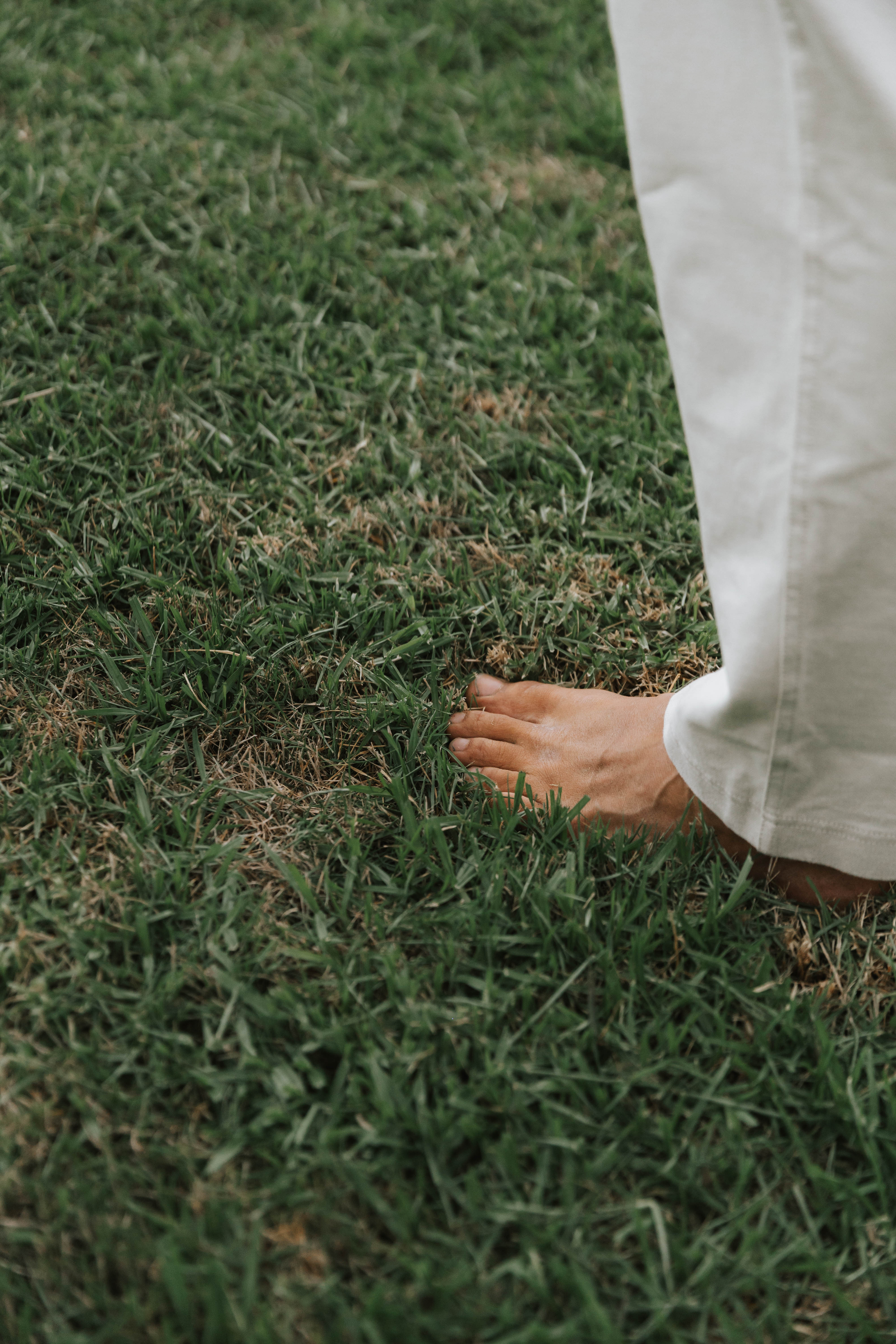 Bare feet on green grass — simple, grounded, real food